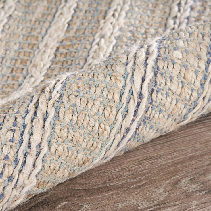 8' x 10' Blue and Cream Braided Jute Area Rug