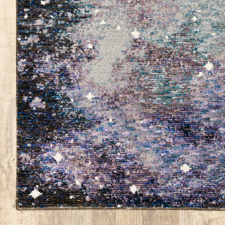 8' x 10' Purple Teal and Brown Abstract Power Loom Stain Resistant Area Rug
