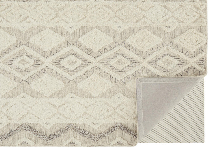 8' x 10' Ivory Taupe and Gray Wool Geometric Tufted Handmade Stain Resistant Area Rug
