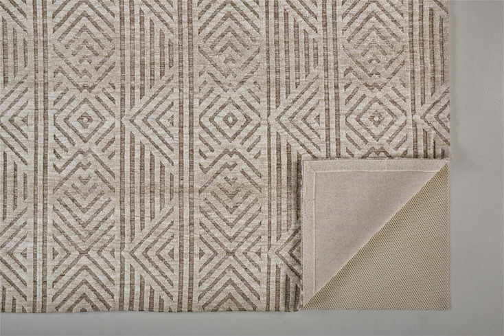 8' x 10' Tan Ivory and Brown Geometric Stain Resistant Area Rug
