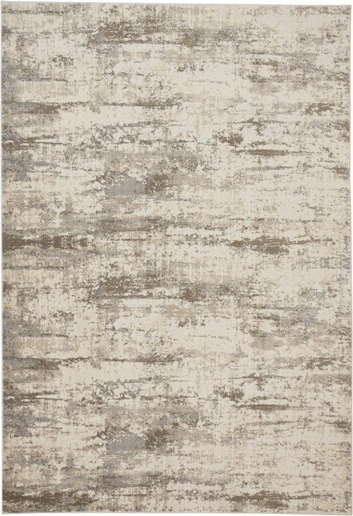 8' x 10' Ivory and Brown Abstract Area Rug