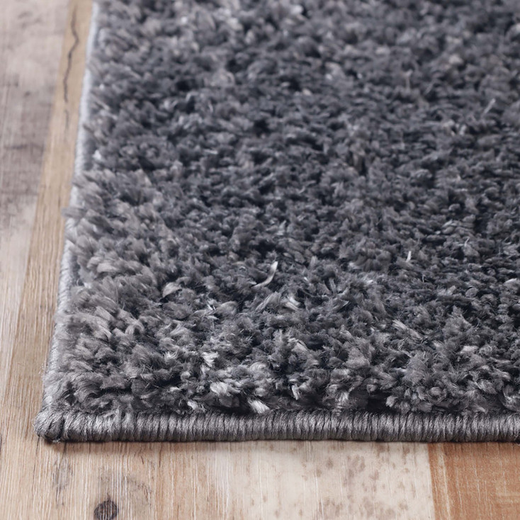 8' x 10' Grey Shag Stain Resistant Area Rug