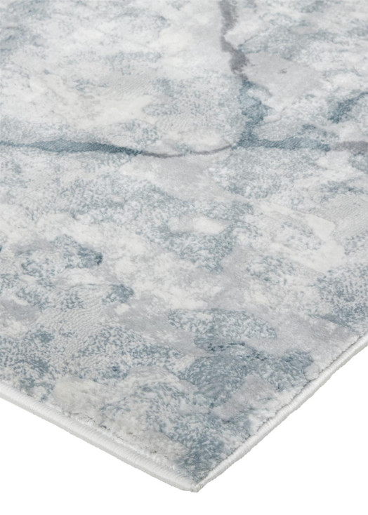 8' x 10' Blue Gray and Ivory Abstract Distressed Stain Resistant Area Rug