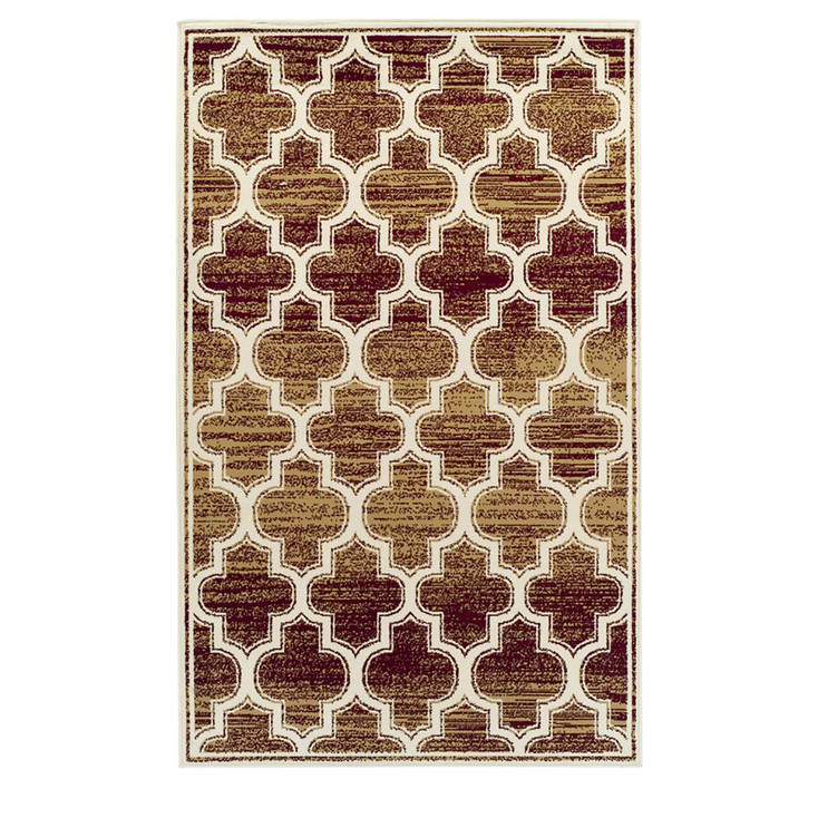 8' x 10' Brick and Gold Geometric Stain Resistant Area Rug