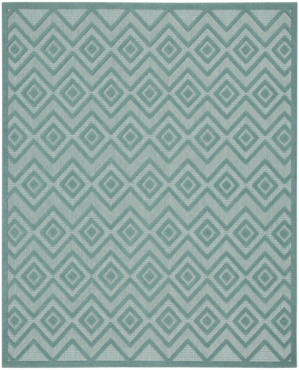 8' x 10' Aqua Geometric Flat Weave Rectangle Area Rug