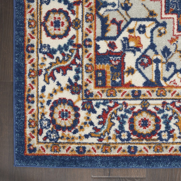 8' x 10' Blue and Ivory Power Loom Area Rug