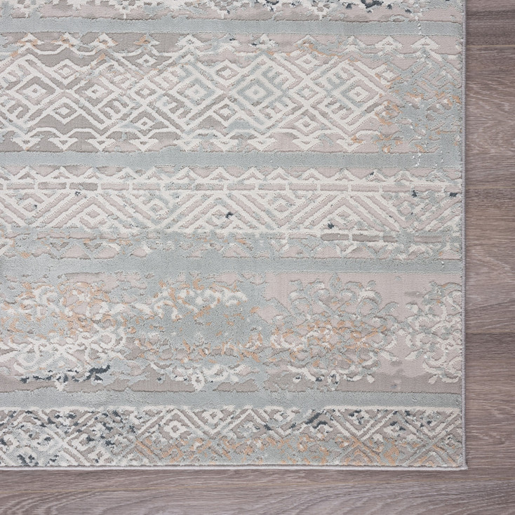 8' x 10' Blue Abstract Distressed Area Rug