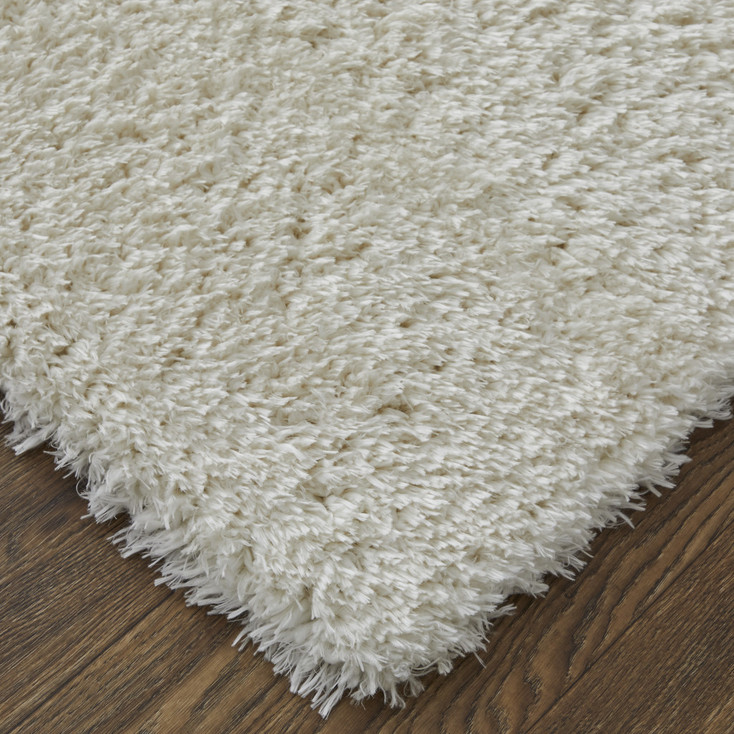 8' x 10' White Shag Power Loom Stain Resistant Area Rug