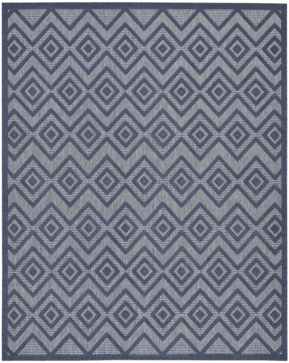 8' x 10' Navy Blue Geometric Flat Weave Area Rug