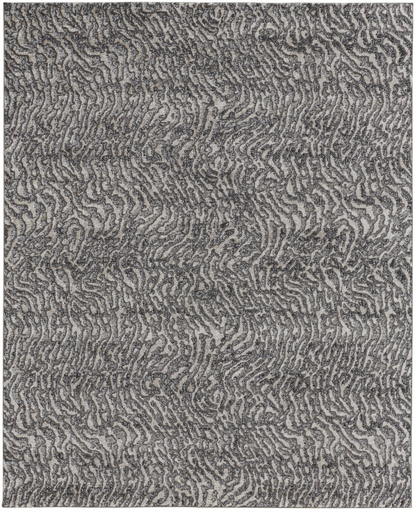 8' x 10' Gray Taupe and Ivory Abstract Power Loom Stain Resistant Area Rug