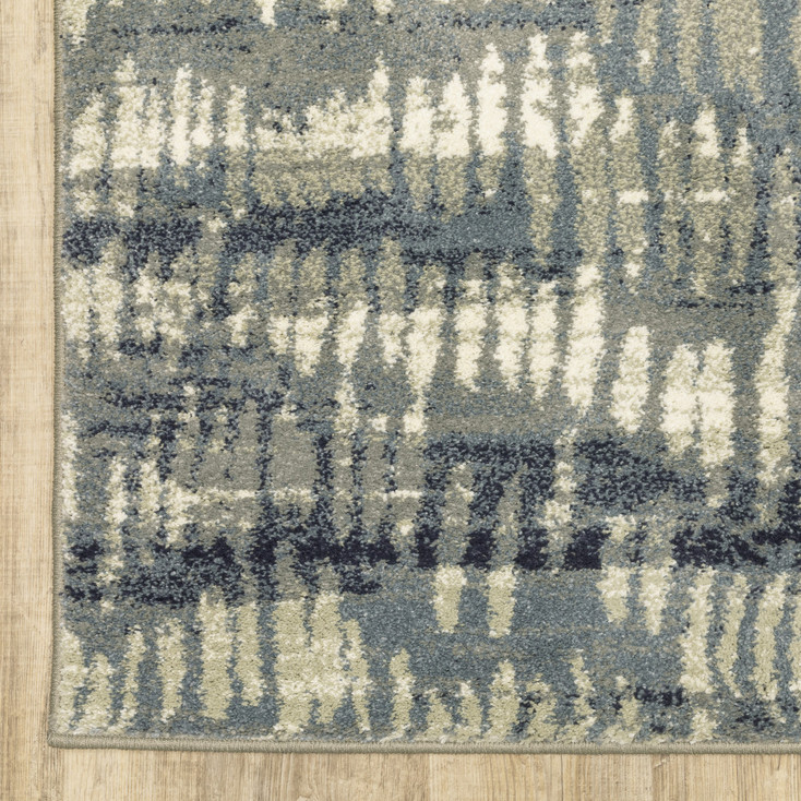 8' x 10' Grey Beige Blue and Light Blue Abstract Power Loom Stain Resistant Area Rug