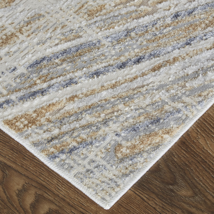 8' x 10' Tan Ivory and Gray Abstract Power Loom Distressed Area Rug