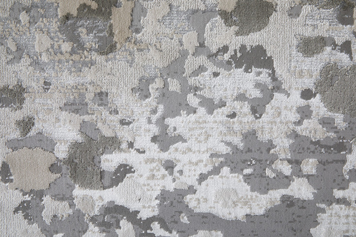 8' x 10' Silver Gray and White Abstract Area Rug