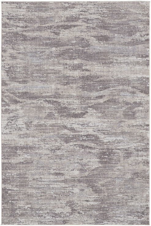 8' x 10' Tan Taupe and Gray Abstract Power Loom Distressed Stain Resistant Area Rug