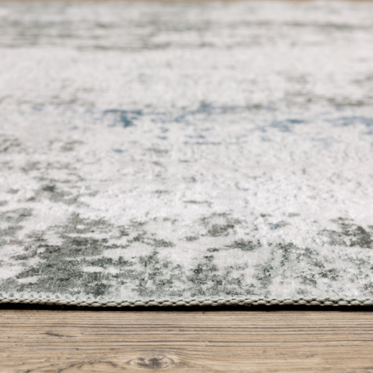 8' x 10' Silver Grey Charcoal and Light Blue Abstract Printed Non Skid Area Rug
