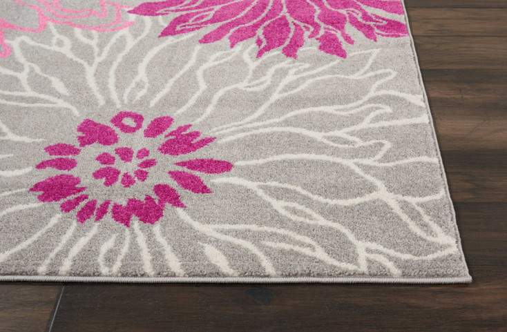 8' x 10' Gray Floral Dhurrie Area Rug
