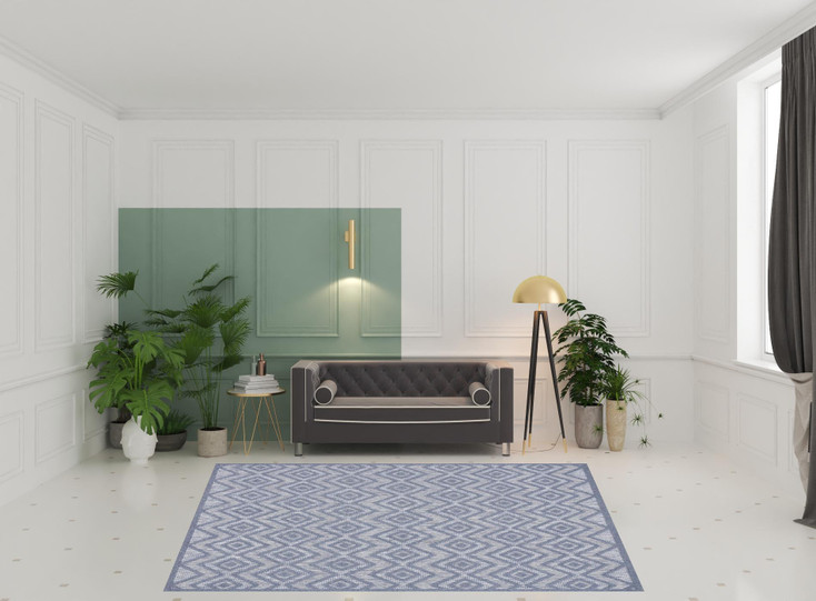 8' x 10' Blue Geometric Flat Weave Rectangle Area Rug