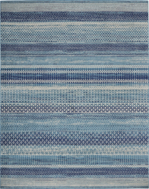 8' x 10' Navy Blue Southwestern Power Loom Area Rug