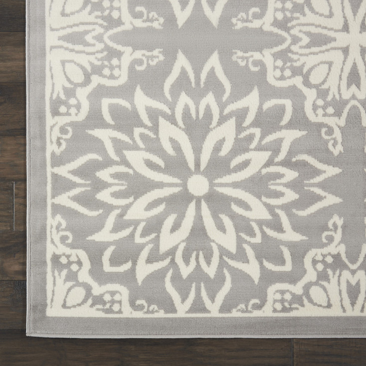 8' x 10' Gray Floral Power Loom Area Rug