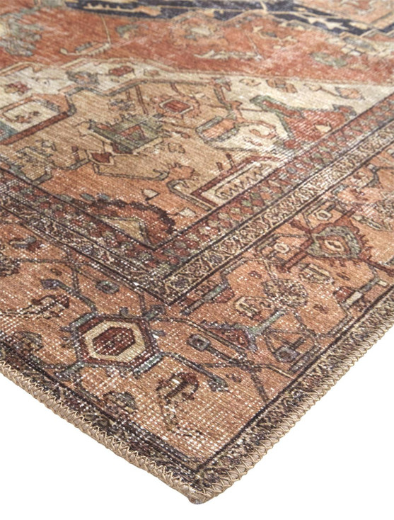 8' x 10' Orange Brown and Taupe Abstract Area Rug