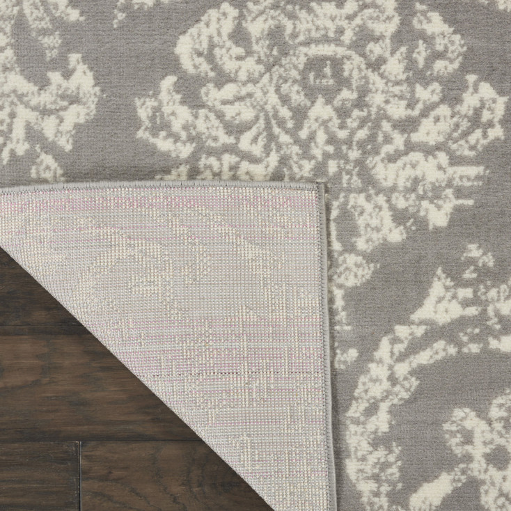 8' x 10' Gray Damask Power Loom Rectangle Polypropylene Area Rug
