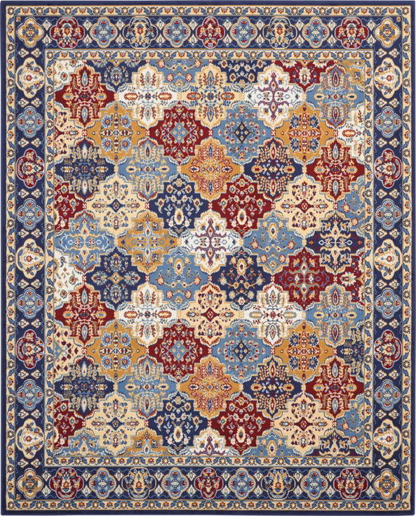 8' x 10' Red Damask Power Loom Area Rug