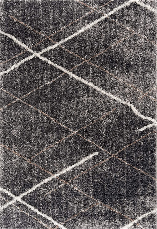 8' x 11' Gray Modern Distressed Lines Area Rug