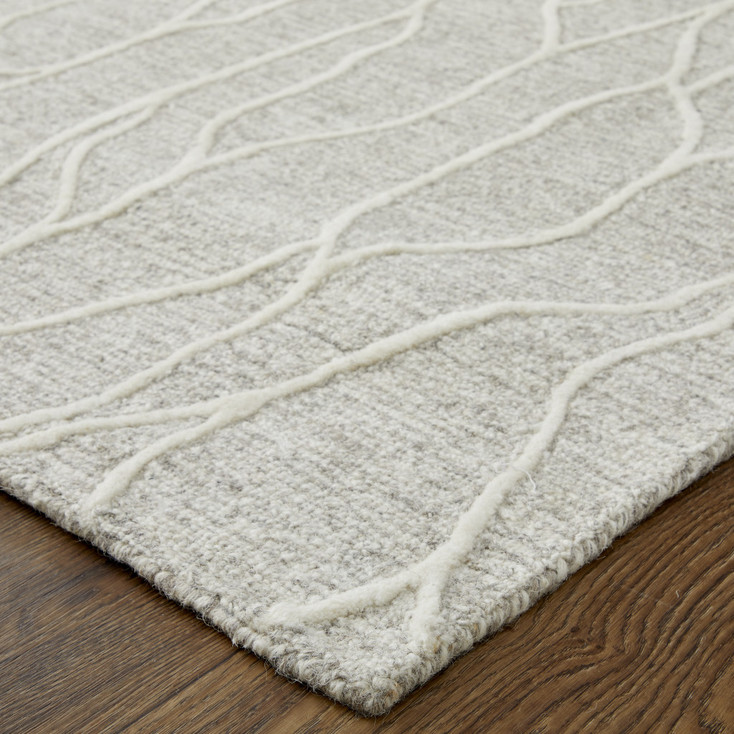 8' x 11' Taupe and Ivory Wool Abstract Tufted Handmade Stain Resistant Area Rug