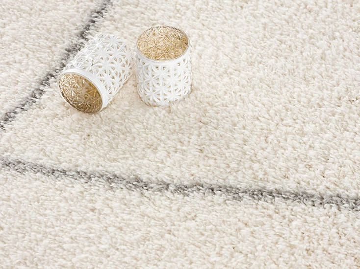 8' x 11' Ivory Modern Uneven Lattice Area Rug