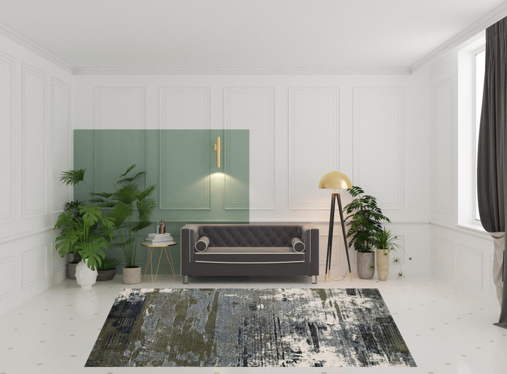 8' x 11' Blue and Green Abstract Power Loom Area Rug
