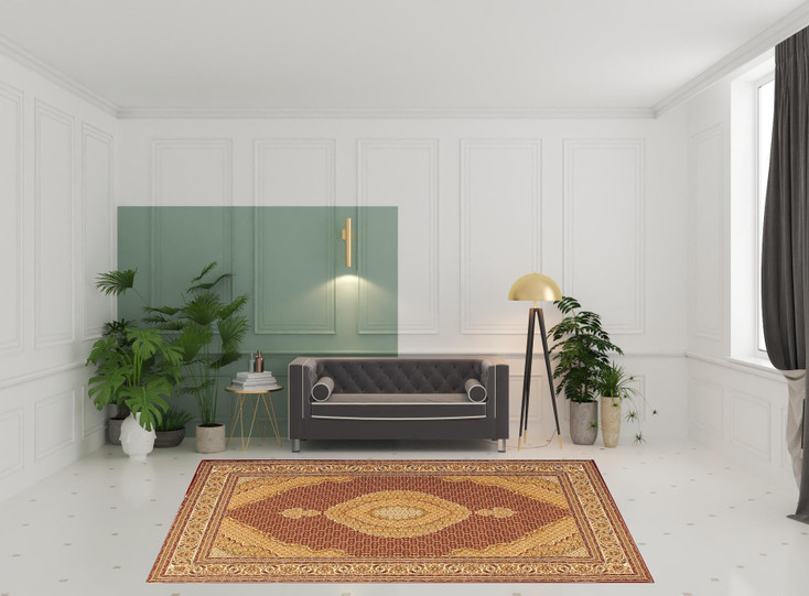 8' x 11' Red and Beige Medallion Area Rug