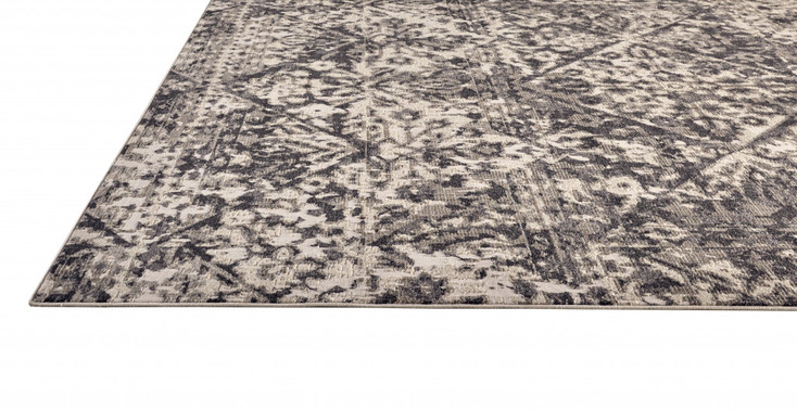 8' x 11' Gray Ivory and Silver Abstract Stain Resistant Area Rug