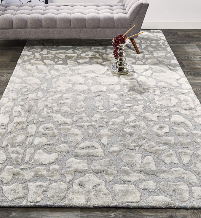 8' x 11' Gray and Silver Abstract Tufted Handmade Area Rug