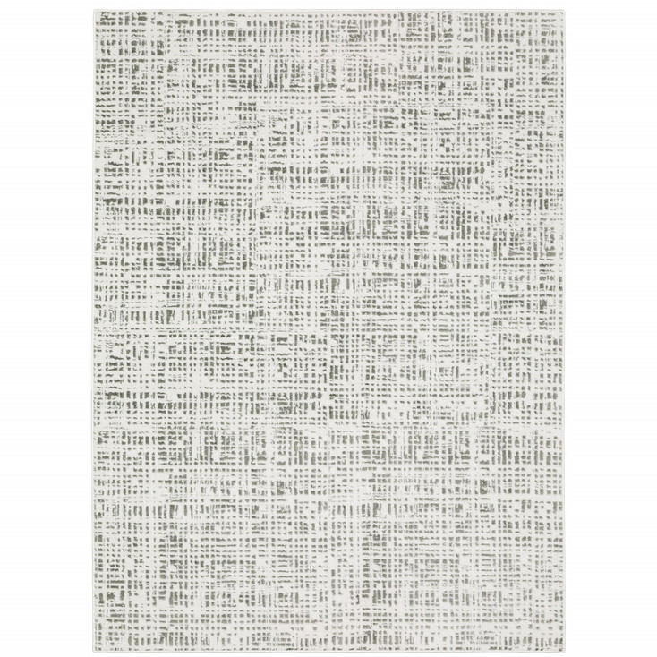 8' x 11' White & Grey Abstract Power Loom Stain Resistant Area Rug