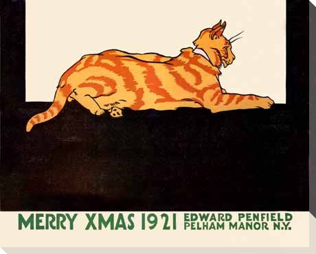 Merry Xmas 1921 Cat Wrapped Canvas Giclee Print Wall Art