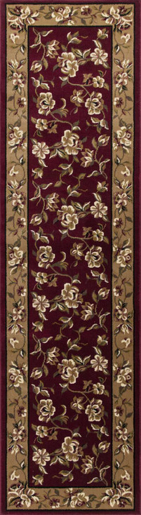 8' x 11' Red Beige Machine Woven Floral Traditional Indoor Area Rug