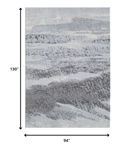 8' x 11' Blue and Gray Abstract Dhurrie Area Rug