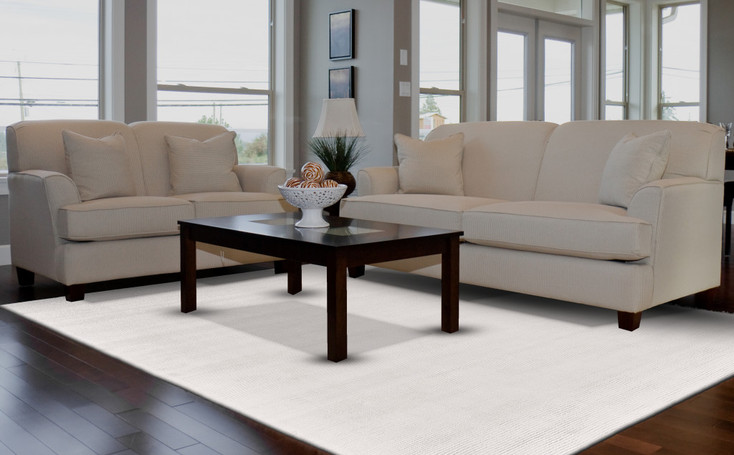 8' x 11' White Hand Woven Distressed Area Rug