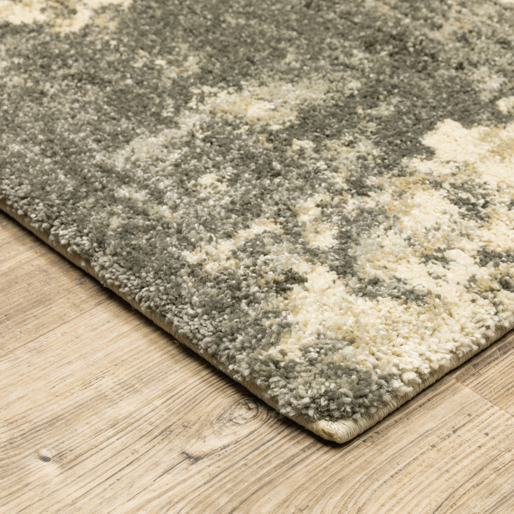 8' x 11' Charcoal Grey Beige & Tan Abstract Power Loom Stain Resistant Area Rug