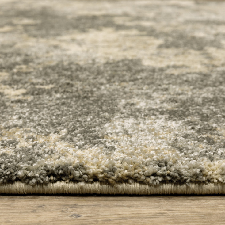 8' x 11' Charcoal Grey Beige & Tan Abstract Power Loom Stain Resistant Area Rug