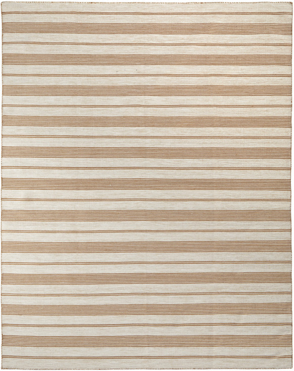 8' x 11' Ivory Taupe and Brown Striped Dhurrie Hand Woven Stain Resistant Area Rug