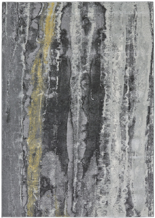 8' x 11' Gray and Black Abstract Stain Resistant Area Rug