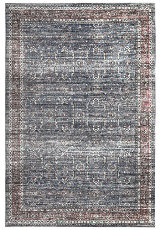 8' x 11' Blue Oriental Distressed Stain Resistant Area Rug