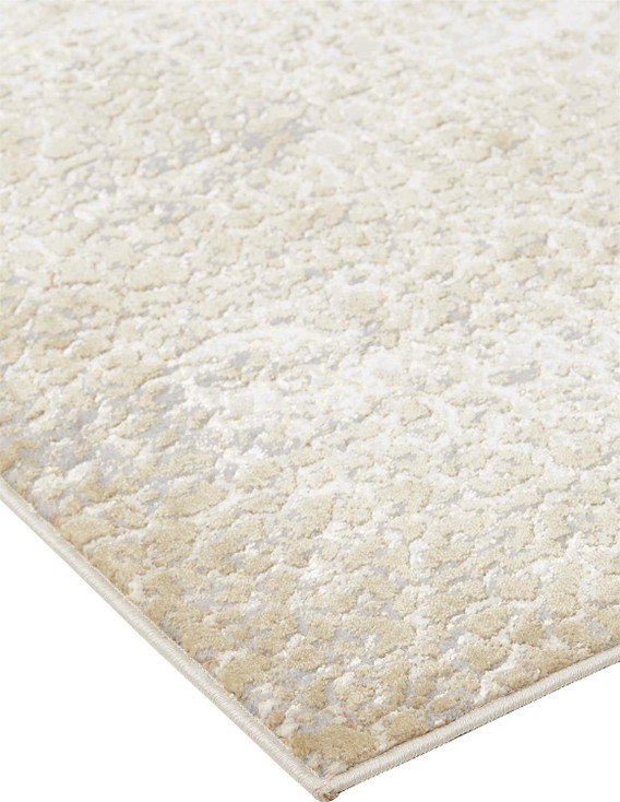 8' x 11' Ivory Gray and Gold Abstract Stain Resistant Area Rug