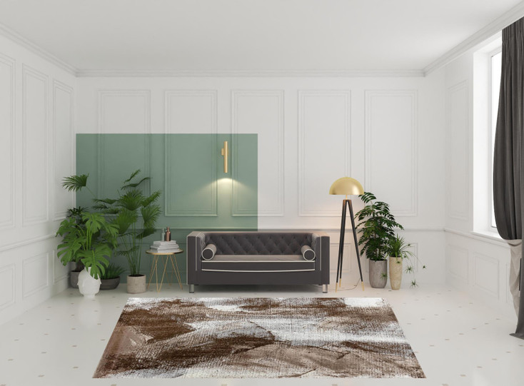 8' x 11' Brown Abstract Polypropylene Rectangle Area Rug