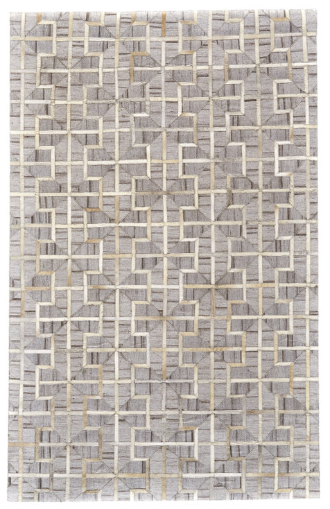 8' x 11' Gray Ivory and Brown Geometric Hand Woven Area Rug