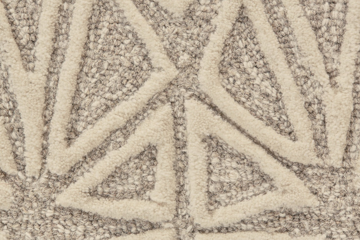 8' x 11' Tan & Ivory Wool Geometric Tufted Handmade Area Rug