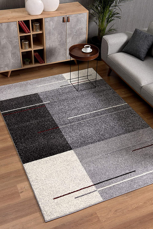 8' x 11' Gray Modern Geometric Area Rug