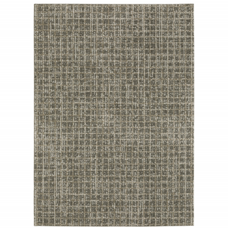 8' x 11' Grey Tan and Beige Geometric Power Loom Stain Resistant Area Rug