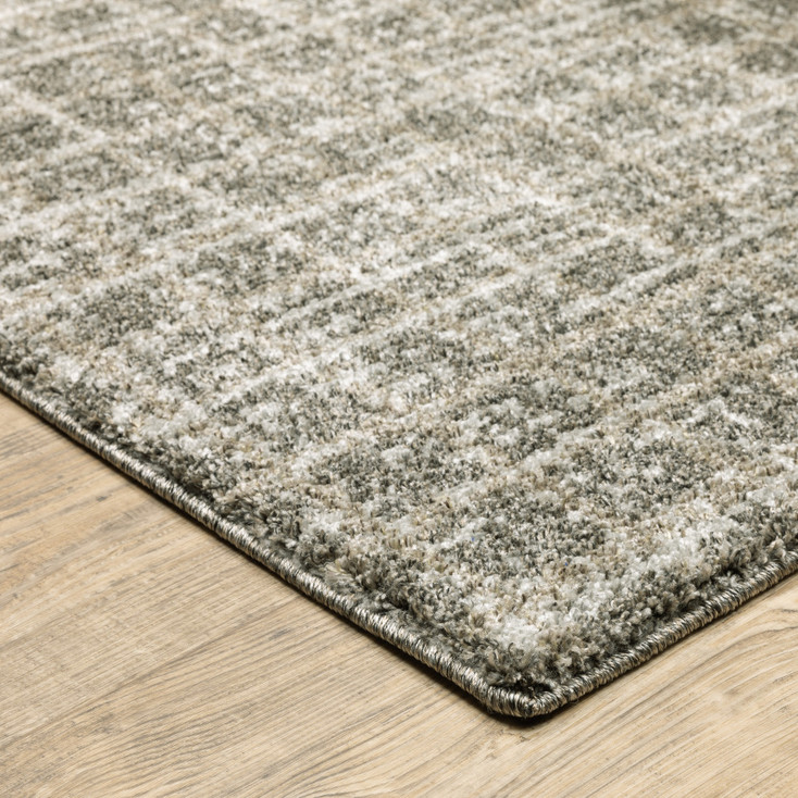 8' x 11' Grey Tan and Beige Geometric Power Loom Stain Resistant Area Rug